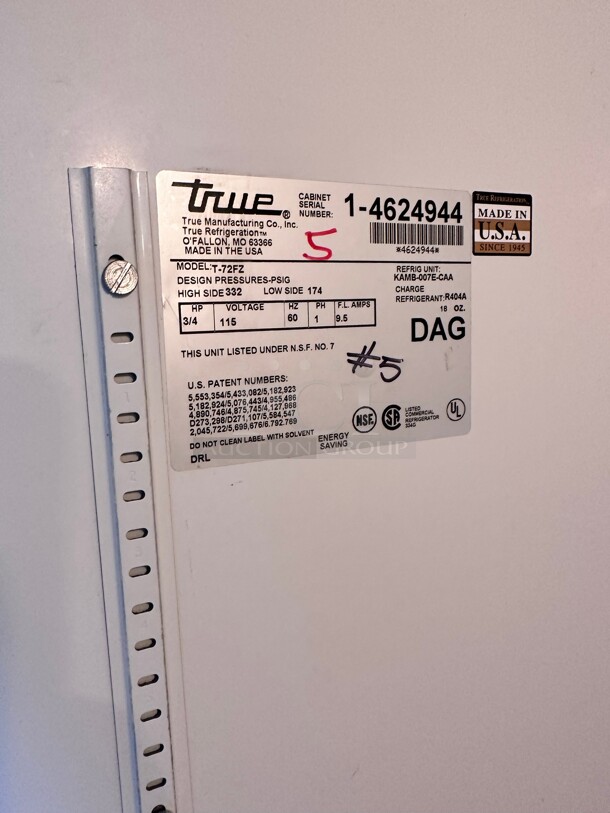 Late Model! True T-72FZ 78 inch Three Section Reach In Freezer, (3) Solid Doors, 115v Tested and Working! - Image 6 of 7
