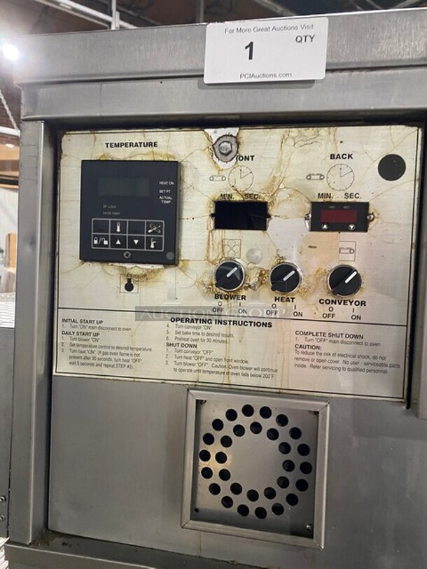 WOW! Middleby Marshall Triple Deck Stainless Steel Commercial Natural Gas Powered Conveyor Pizza Oven on Commercial Casters! 3x Your Bid MODEL PS555 SN:29731660 208-240 V 1PH - Image 9 of 12