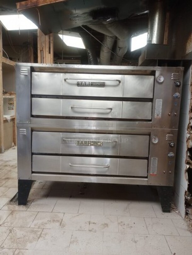 Sweet! BARI Double Stacked Natural Gas Powered 6 Pie Pizza Baking Oven! Model 6-48 Serial 2065! On Legs! With Stones! 2 X Your Bid Makes One Unit! Working When Removed!  - Image 6 of 6