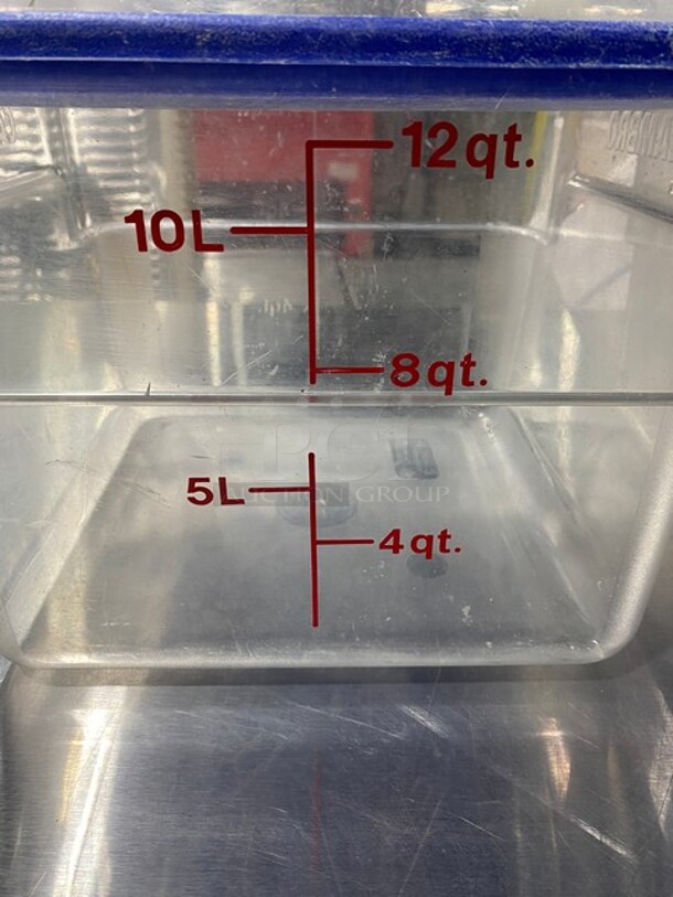 Cambro 12Qt Translucent Square Polypropylene Square Food Storage Containers With Lid! 4x Your Bid! - Image 2 of 7