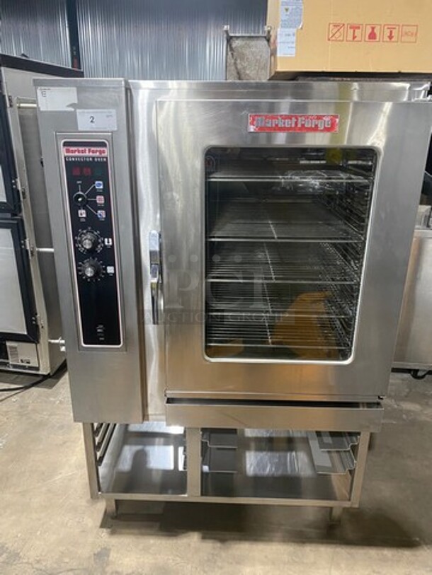 WOW! Market Forge Commercial Electric Powered Combi Oven Steamer! With Pan Rack Storage Space Underneath! All Stainless Steel! On Legs! WORKING WHEN REMOVED! Model: MFC101SAA SN: 112097HD051S 208V 60HZ 1 Phase