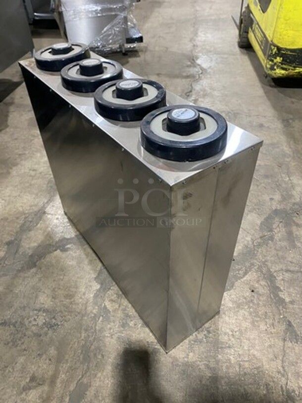 San Jamar Commercial 4 Well EZ FIT Cup Dispenser! All Stainless Steel Body! - Image 3 of 5