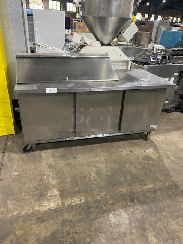 Amazing Beverage Air! All Stainless Steel Commercial Sandwich  Prep Table! On Commercial Casters! Electric Powered!110v - Image 1 of 9