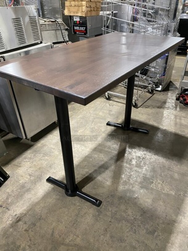 Brand New! Red Oak 30 By 60 Rectangular 1.5 Inch Thick BUTCHER BLOCK Style BAR HEIGHT Dining Table! On Double Legs!  - Image 2 of 10