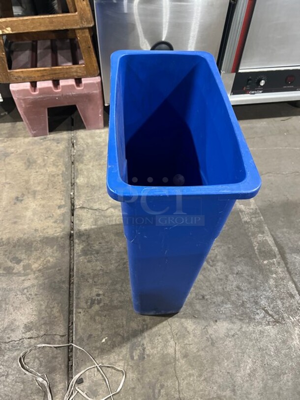 Rubbermaid Commercial Blue Slim Jim Recycle Bin!  - Image 2 of 4
