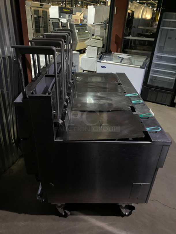 FABULOUS! Pitco Frialator Commercial Natural Gas Powered 4 Bay Deep Fat Fryer! With Automatic Hydraulic Basket Lift!  With Fryer Covers! With Oil Filter System! With 4 Frying Baskets! All Stainless Steel! On Casters! Working When Removed! Model: SG14-S SN: G05CA007837 120V 60HZ 1 Phase - Image 3 of 12