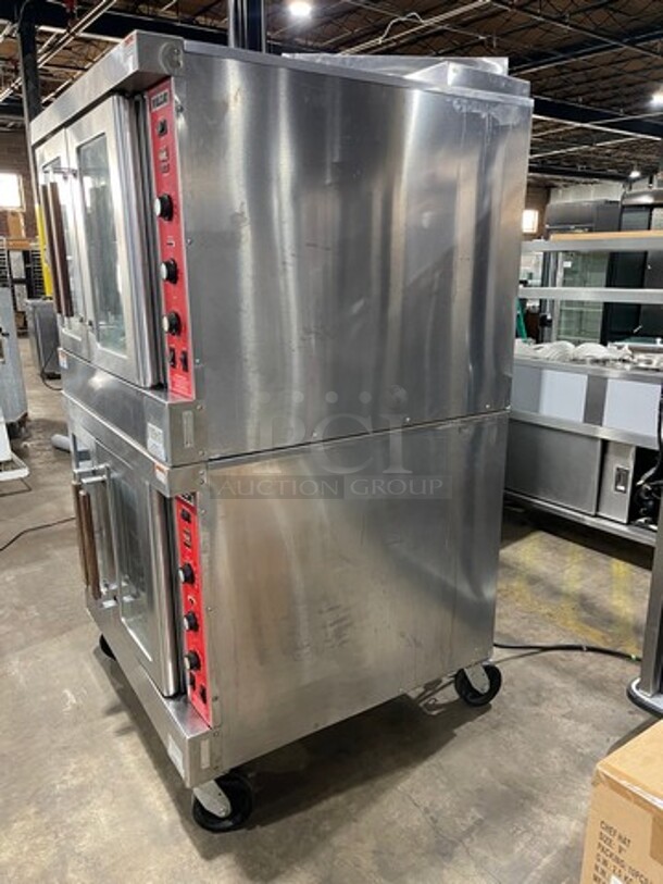 Vulcan Commercial Natural Gas Powered Double Deck Convection Oven! With View Through Doors! Metal Oven Racks! All Stainless Steel! On Casters! 2x Your Bid Makes One Unit! WORKING WHEN REMOVED! - Image 3 of 8