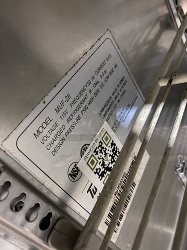 Turbo Air Commercial Single Door Lowboy/ Worktop Freezer! With Poly Coated Racks! All Stainless Steel! On Casters! Model: MUF28 115V 60HZ 1 Phase - Image 6 of 7