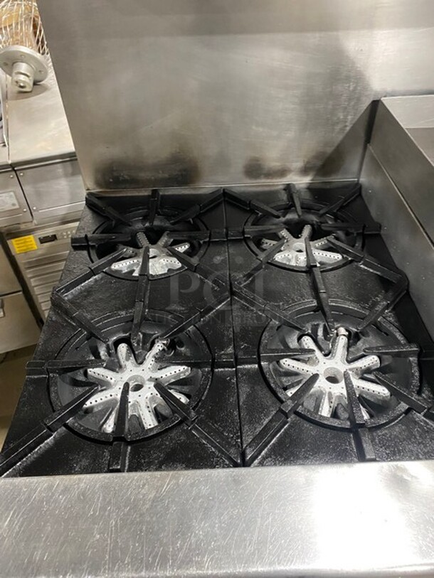 Garland Stainless Steel Commercial Gas Powered 4 Burner Range w/ Right Side 36 Inch Flat Top Griddle! With Cheese Melter! 2 Full Size Ovens! On Casters! - Image 7 of 12