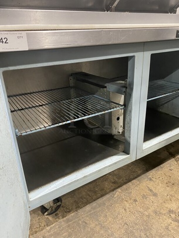 SWEEET! Delfield Model: 18672PTBM 72" Two Door Refrigerated Pizza Prep Table On Commercial Casters! 115V 1 Phase!  - Image 6 of 10