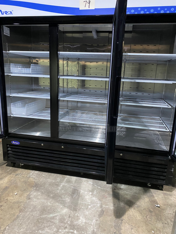COOL! LIKE NEW! BARELY USED! LATE MODEL! 2021 Atosa 3 Door Reach In Freezer Merchandiser! With View Through Doors! Poly Coated Racks! On Casters! Still Under Manufacturers Warranty! Model: MCF8728GR SN: MCF8728GRAUS100321032100C40002 115/208/230V 60HZ 1 Phase - Image 5 of 9