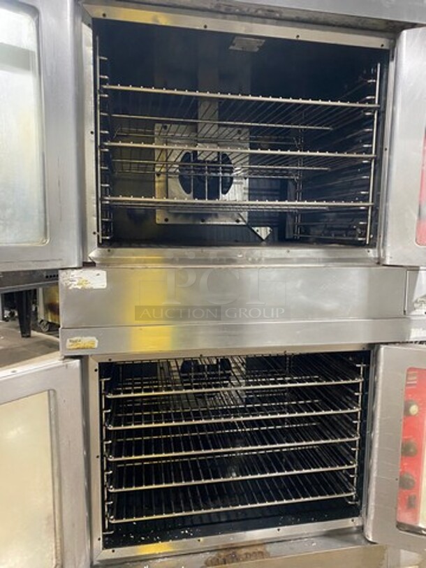 Vulcan Commercial Natural Gas Powered Double Deck Convection Oven! With View Through Door! Metal Oven Racks! All Stainless Steel! On Casters! 2x Your Bid Makes One Unit! Model: VC4GD10 SN: 481561138 - Image 5 of 11