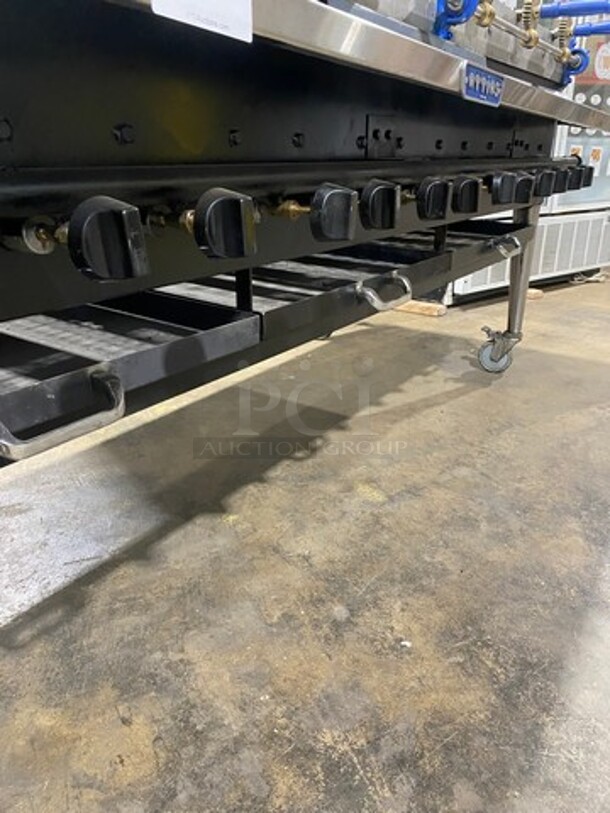 AMAZING FIND! Attias Commercial Natural Gas Powered Dual Sided Rotating Charcoal Broiler Grill! All Stainless Steel! On Casters! WORKING WHEN REMOVED! - Image 9 of 11