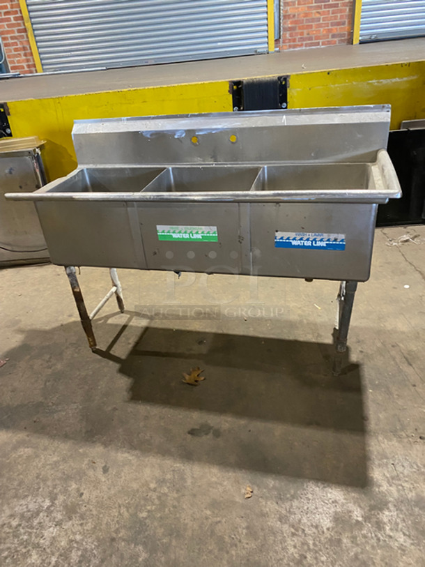 Commercial 3 Bay Sink!  All Stainless Steel! On Legs! - Image 9 of 9