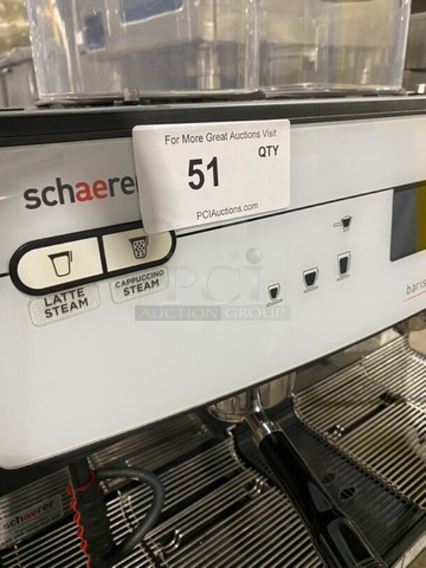 WOW ! LATE MODEL! Dunkin Donuts Edition! Schaerer Commercial Countertop 2 Group Espresso Machine! With Steam Lines! Stainless Steel! On Small Legs! Working When Removed! - Image 7 of 10
