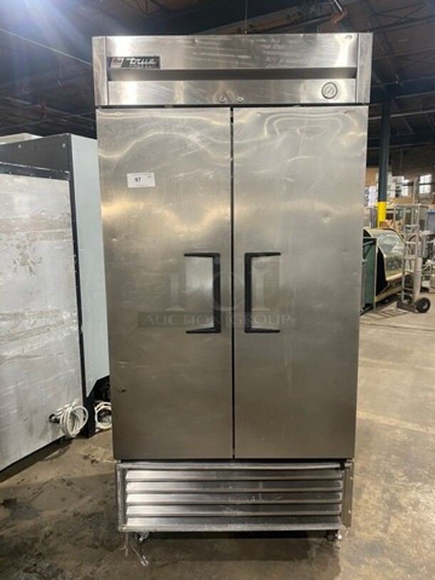 COOL! True Commercial 2 Door Reach In Freezer! With Poly Coated Racks! All Stainless Steel! On Casters! Model: T35F SN: 5079245 115V 60HZ 1 Phase - Image 1 of 9