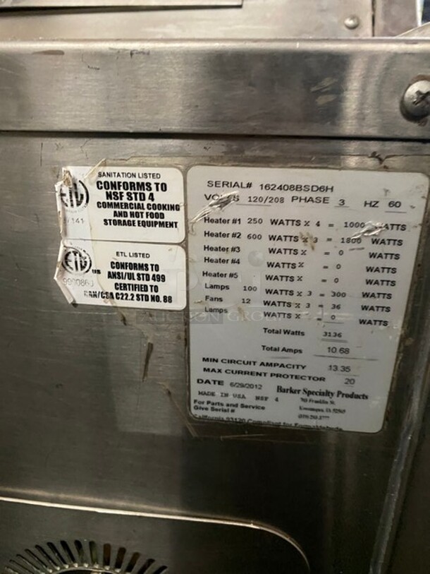 Barker Enclosed Heated Showcase/Steam Table Merchandiser! All Stainless Steel! SN:162408BSD6H 120V 3PH - Image 4 of 7