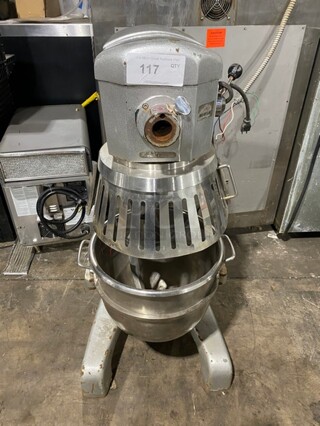American Eagle Metal Commercial Floor Style 30 Quart Planetary Dough Mixer w/ Stainless Steel Mixing Bowl, Dough Hook And Guard! MODEL AE-30A SN: 3A911078 115 1PH