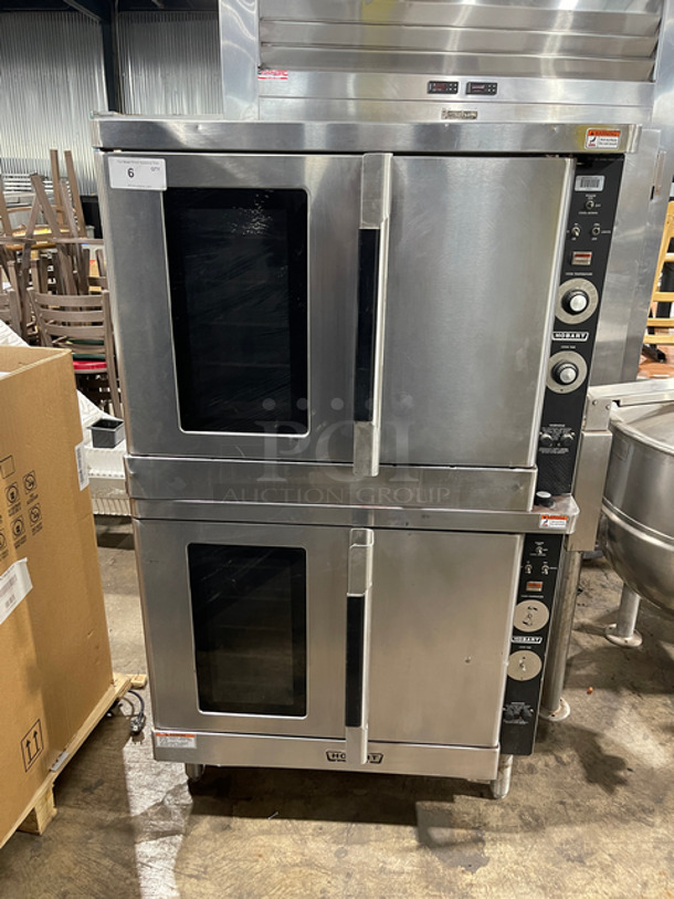 Hobart Commercial Electric Powered Double Deck Convection Oven! With One View Through Door, One Solid Door! With Metal Oven Racks! All Stainless Steel! On Legs! 3 Phase! 2 X Your Bid Makes One Unit! 