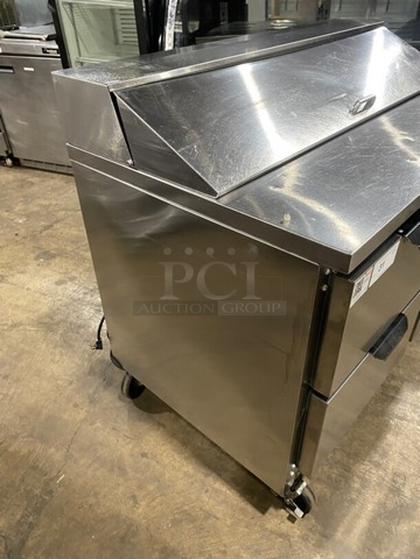Beverage Air Commercial Refrigerated Sandwich Prep Table! With 4 Drawer Storage Space Underneath! All Stainless Steel! On Casters! Model: SPED48124 SN: 11813575 115V 60HZ 1 Phase - Image 3 of 9