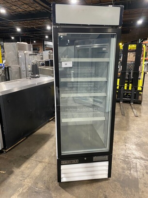 Maxx Cold Commercial Single Door Reach In Freezer Merchandiser! With View Through Doors! With Poly Racks! Model: MXM123F SN: 440128 115V 60HZ 1 Phase