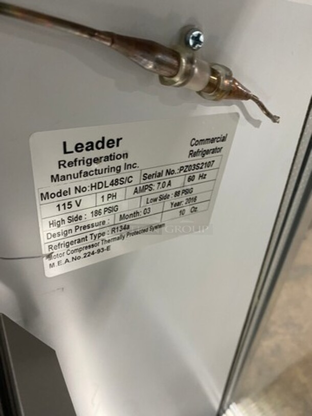 2016 Leader Commercial Refrigerated Deli Display Case Merchandiser! With Slanted Front Glass! With Sliding Rear Access Glass Doors! All Stainless Steel! Model: HDL48SC SN: PZ03S2107 115V 60HZ 1 Phase - Image 7 of 9