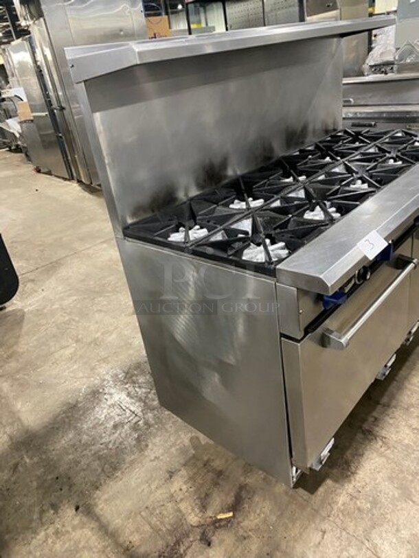 Commercial Natural Gas Powered 10 Burner Stove! With Raised Back Splash! With 2 Full Size Oven Underneath! All Stainless Steel! - Image 2 of 11