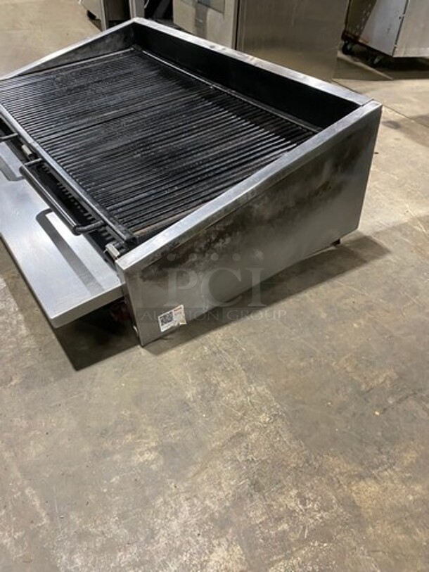 Magic Kitchen Heavy Duty Countertop Natural Gas Powered Char Broiler Grill!  All Stainless Steel! Working When Removed! - Image 2 of 8