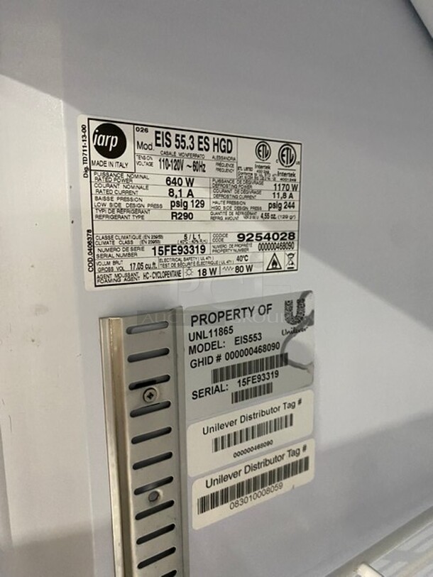 AWESOME! Iarp Commercial Single Door Reach In Ice Cream Merchandiser! With Poly Coated Racks! 110-120V! Model: EIS553 SN: 15FE93319! - Image 7 of 9