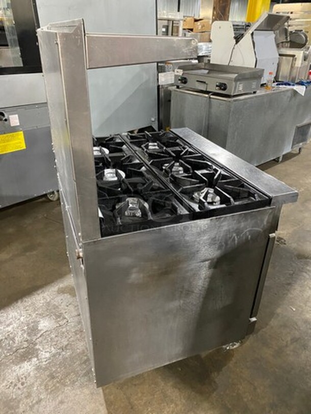 Imperial Commercial Natural Gas Powered 6 Burner Stove! With Raised Back Splash And Salamander Shelf! With Oven Underneath! All Stainless Steel! On Casters! - Image 3 of 8