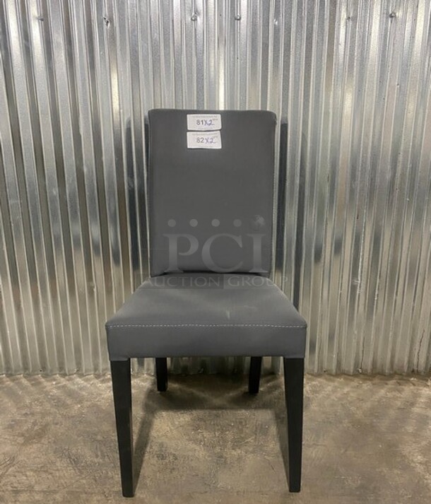 NEW! Grey Vinyl Dining Chair! 2x Your bid! - Image 1 of 6