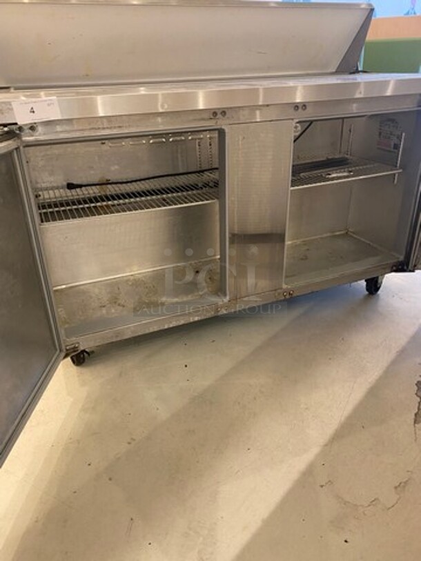 Continental Commercial Refrigerated Sandwich Prep Table! With 2 Door Storage Space Underneath! All Stainless Steel! On Casters! WORKING WHEN REMOVED! Model: SW6016 SN: 15875038 115V 60HZ 1 Phase - Image 5 of 9