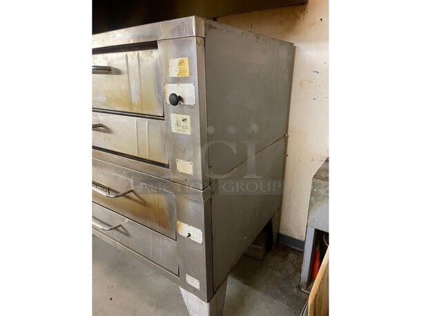 WOW! BAKERS PRIDE Natural Gas Powered Double Deck Y600 6 Pie Pizza Baking Oven! With Stones! Model Y600! On Legs! 2 X Your Bid Makes One Unit! Working When Removed!  - Image 8 of 11