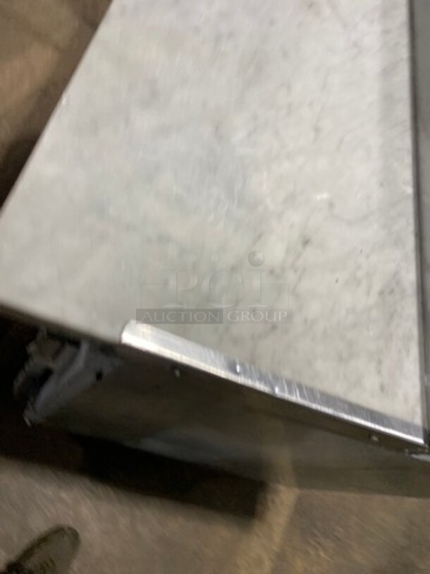 LATE MODEL! 2018 Leader Commercial Refrigerated Marble Top Pizza Prep Table! With 2 Door Underneath Storage Space! All Stainless Steel! On Casters! Model: PT48 SN: AB02M2705A 115V 60HZ 1 Phase - Image 9 of 10