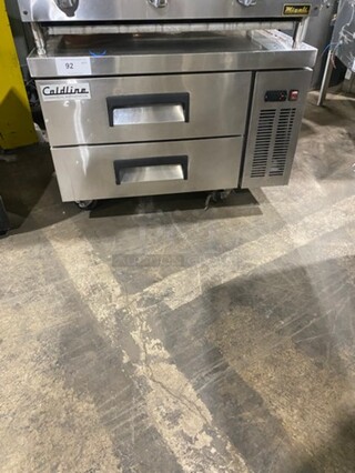 COLDLINE All Stainless Steel Refrigerated 36 Inch 2 Drawer Chef Base! Model CB36! On 
Casters!