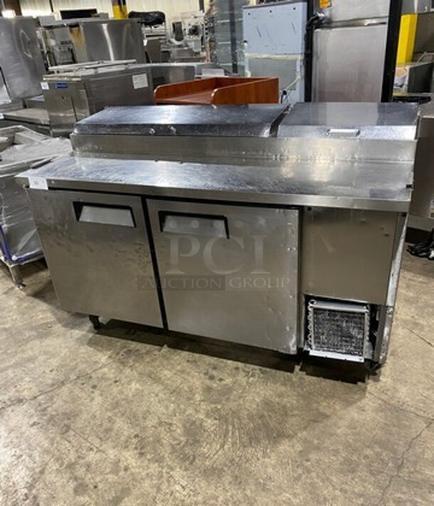 Atosa Commercial Refrigerated Pizza Prep Table! With 2 Door Storage Space! All Stainless Steel! Model: MPF8202GR SN: MPF8202GRAUS100319070300C40002 115V 60HZ 1 Phase