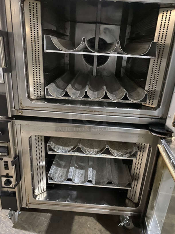 Panimatic Commercial Double Deck Bread Baking Oven! Electric Powered! With View Through Doors! Metal Bread Racks! Stainless Steel Body! On Casters! 2x Your Bid Makes One Unit! Model: F44666 SN: 39 208V - Image 5 of 11