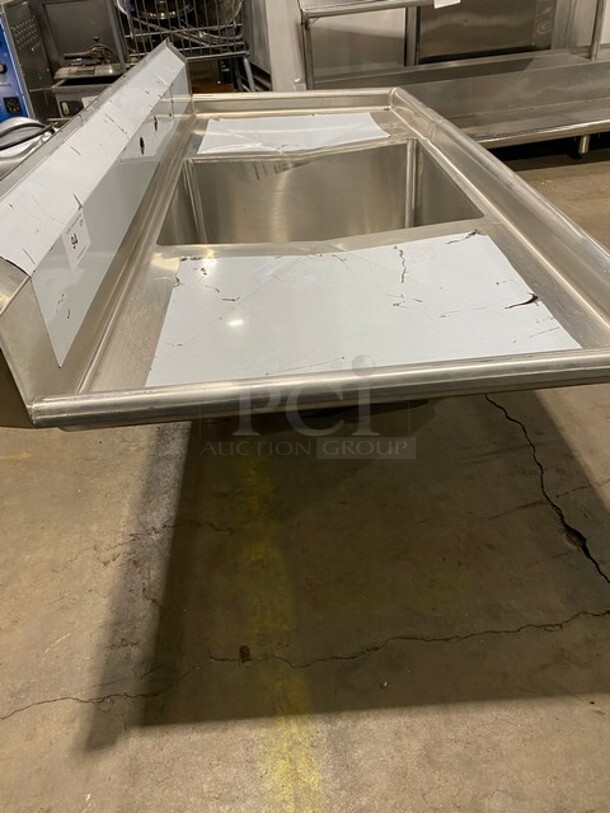 Commercial Single Bay Dish Washing Sink! With Dual Side Drainboards! With Back Splash! All Stainless Steel! - Image 4 of 6