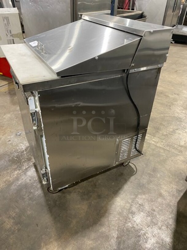  Leader Commercial Refrigerated Mega Top Sandwich Prep Table! With Commercial Cutting Board! With Single Door Underneath Storage Space! All Stainless Steel! On Casters! MODEL ESLM27SC SN:NP10M2704 - Image 2 of 9