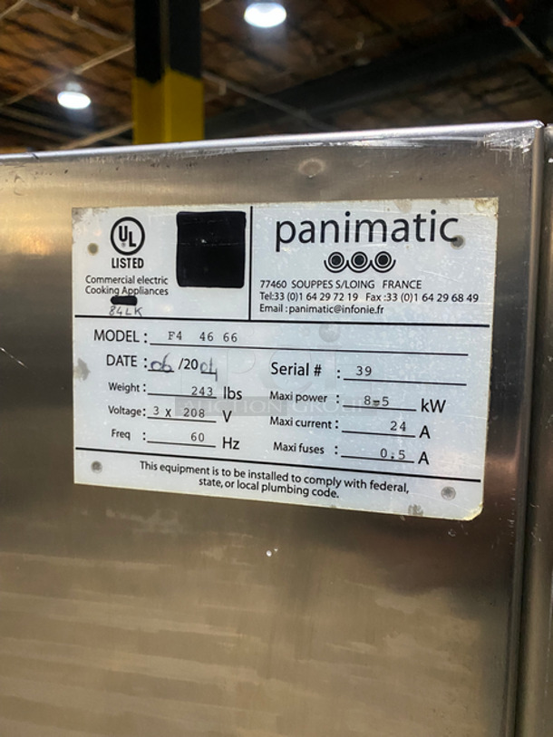 Panimatic Commercial Double Deck Bread Baking Oven! Electric Powered! With View Through Doors! Metal Bread Racks! Stainless Steel Body! On Casters! 2x Your Bid Makes One Unit! Model: F44666 SN: 39 208V - Image 9 of 11
