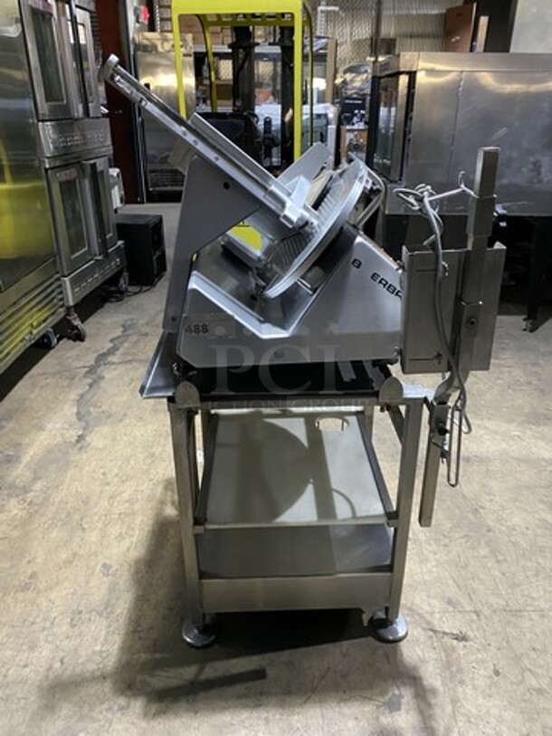 2010 Bizerba SE12 Deli Meat Slicer! On Bizerba Slicer Stand/Cart! Model SE12 Serial 30001590! 120V 1 Phase! Stand Has Casters!  - Image 3 of 11