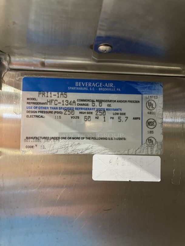 Beverage Air Commercial Single Door Refrigerated Dough Retarder! Can Fit Roll In Rack! All Stainless Steel! RACK NOT INCLUDED! Model: PRI11AS 115V 60HZ 1 Phase - Image 5 of 9