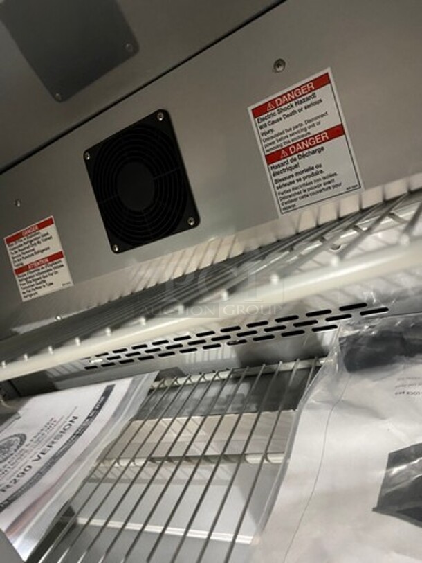 SWEET! NEW! OUT OF THE BOX! Beverage Air Commercial 2 Door Lowboy/Worktop Cooler! With Poly Coated Racks! All Stainless Steel! On Casters! Model: UCR34HC SN: 13402181 115V 60HZ 1 Phase - Image 6 of 9