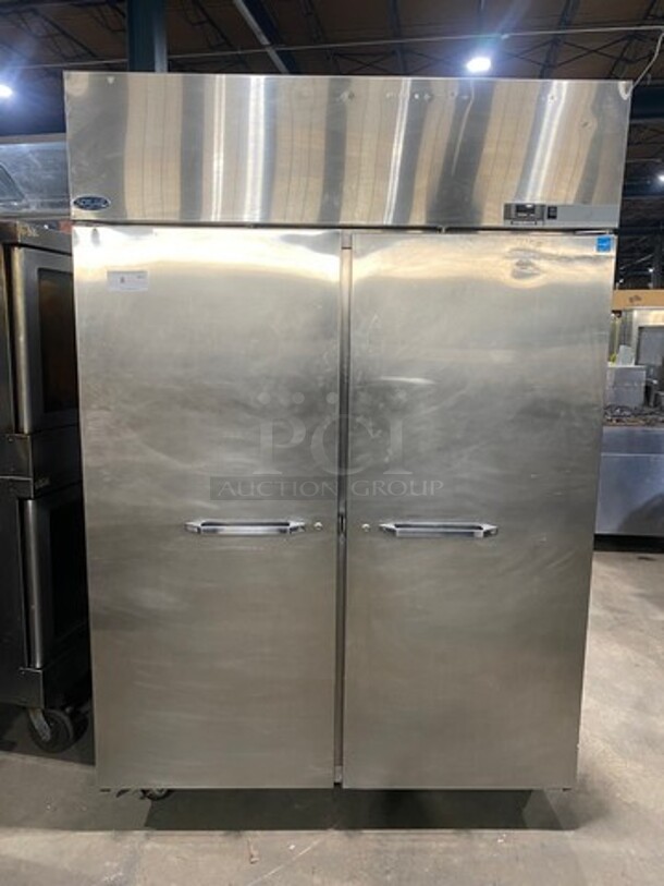 Norlake Commercial 2 Door Reach In Cooler! With Poly Coated Racks! All Stainless Steel! On Casters! WORKING WHEN REMOVED! Model: NR522SSS SN: 11090413 115V 60HZ 1 Phase - Image 1 of 9