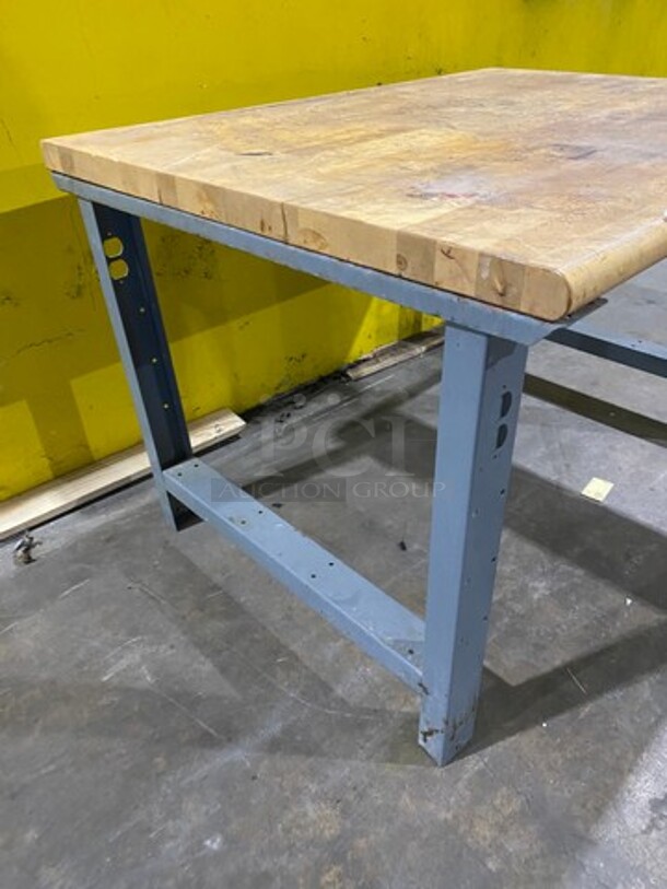Commercial Butcher Block Table! Stainless Steel Body! On Legs! - Image 2 of 7