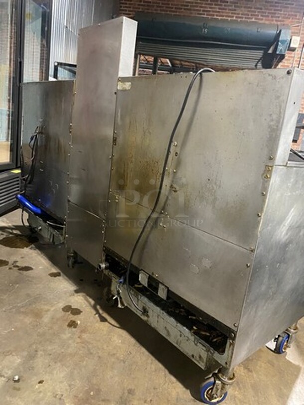 Frymaster Commercial Natural Gas Powered 4 Bay Deep Fat Fryer! With Middle Fryer Basket Rack! With Oil Filter System! All Stainless Steel! On Casters! Model: FMPH455SC SN: 0904IK0007 - Image 4 of 12