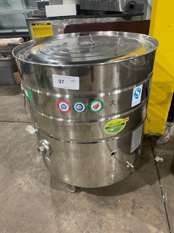Great All Stainless Steel Soup Kettle! On legs! - Image 1 of 7