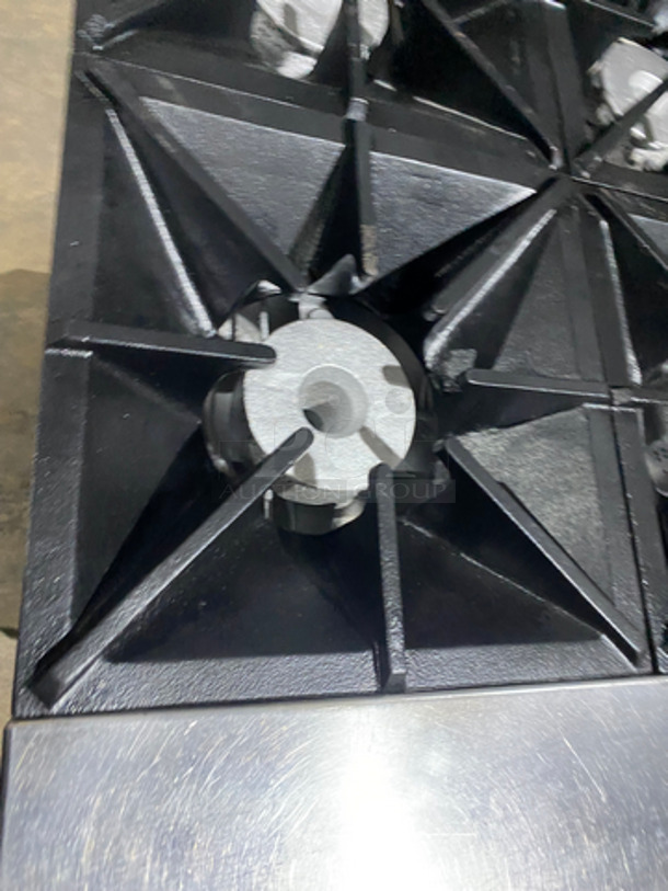 MUST HAVE! Southbend Commercial Natural Gas Powered 10 Burner Stove! With 2 Full Size Ovens Underneath! With Backsplash & Overhead Salamander Shelf! All Stainless Steel! On Casters! - Image 6 of 8