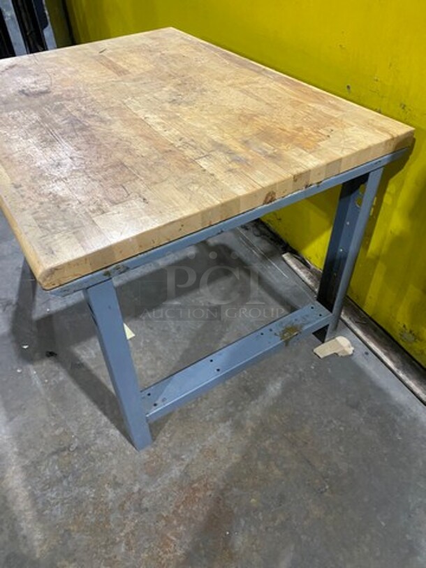 Commercial Butcher Block Table! Stainless Steel Body! On Legs! - Image 3 of 7
