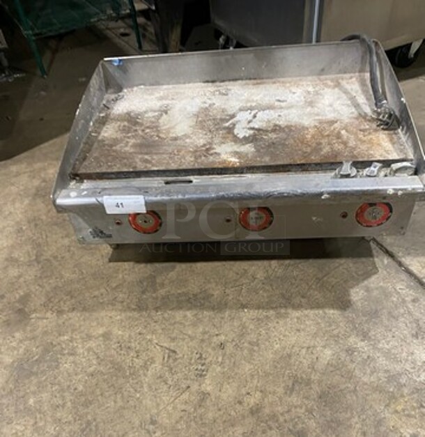 Star Max Commercial Countertop Electric Powered Flat Top Griddle! With Back And Side Splashes! All Stainless Steel! On Small Legs! - Image 1 of 7